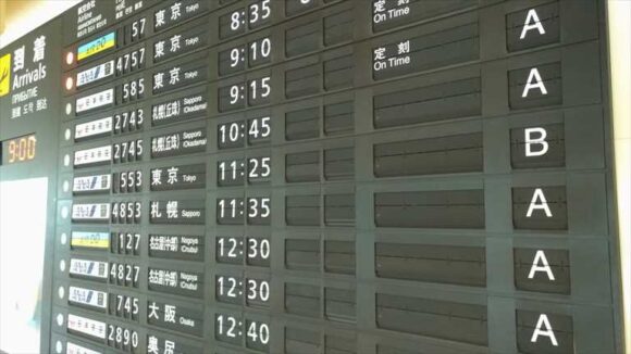 函館空港のパタパタ表示機
