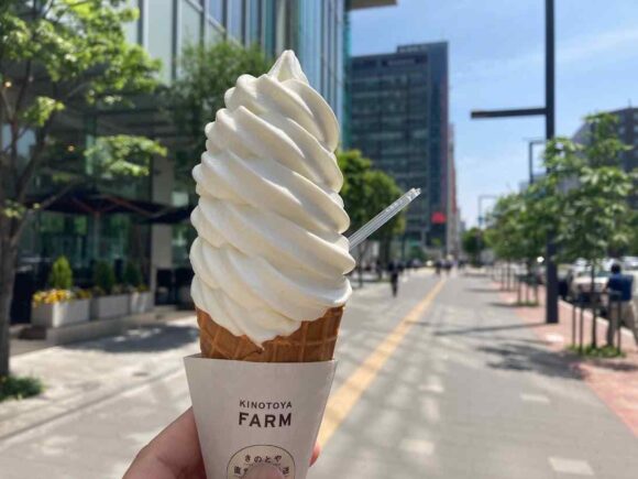 札幌ソフトクリームおすすめ人気⑧KINOTOYA cafe「ユートピアのおいしい放牧牛乳ソフト」